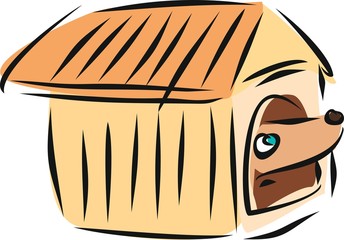 Sketch doggie in doghouse