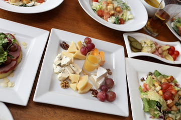 Salads and cheeses set