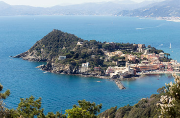 vacation concept with blue transparent sea to liguria