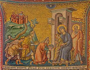 Obraz na płótnie Canvas ROme - Three Magi mosaic - Basilica di Santa Maria in Trastevere