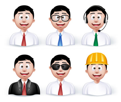 Set of 3D Dimension Young Different Professional