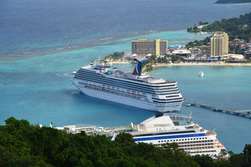 Cruises at Ocho Rios aerial view from top of Mystic Mountain
