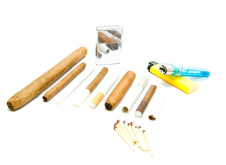 matches, cigarettes and various lighters