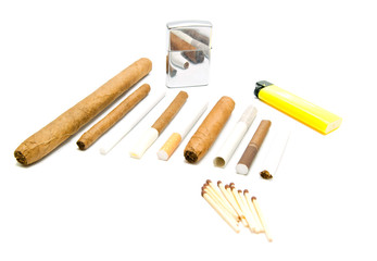 cigarettes, matches and lighters