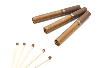 three cigarettes and matches