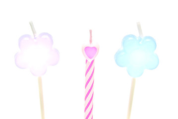 Three different candles for the cake