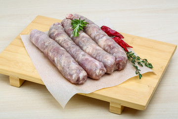 Handmade sausages for grill