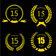 Fototapeta premium Celebrating 15 Years Anniversary - Golden Laurel Wreath