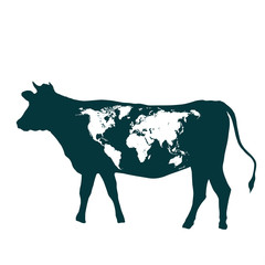 cow and world map