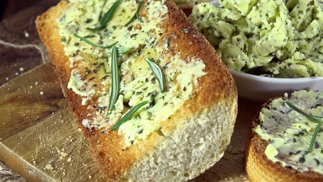 Herb Butter Baguette (not seamless loopable 4K UHD footage)