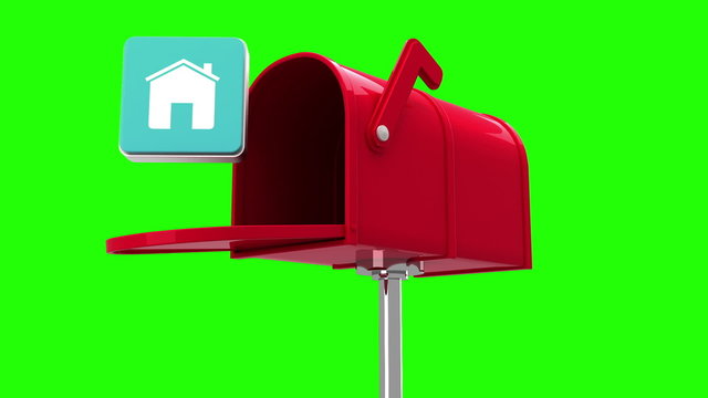 House symbol in the mailbox on green background