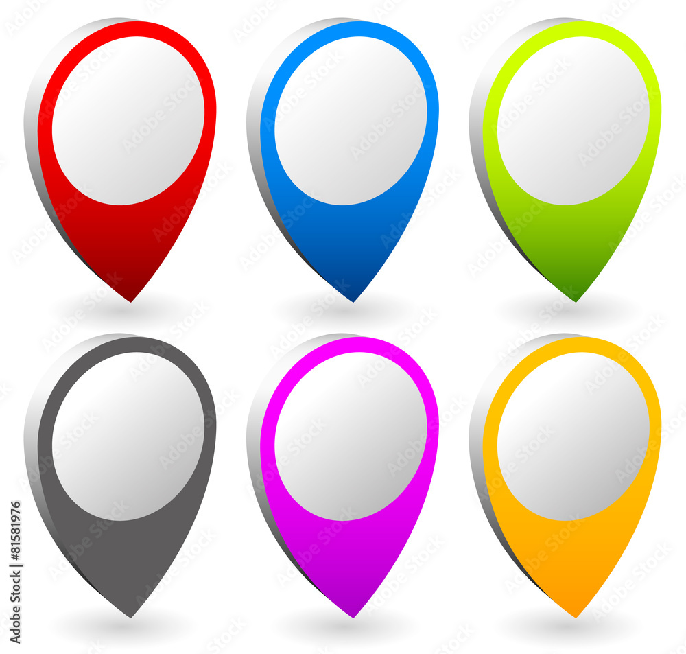 Aufkleber set of colorful map markers, map pins