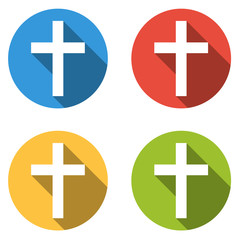 Fototapeta premium Collection of 4 isolated flat buttons (icons) with latin cross