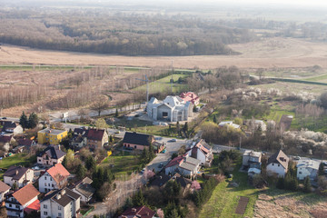 Fototapeta na wymiar aerial view of wroclaw city suburbs