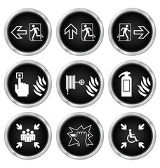 Black fire escape related icon set