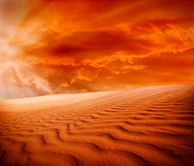 Plakat sand desert,sunset