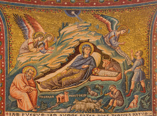 Fototapeta premium Rome - Nativity mosaic - Basilica di Santa Maria in Trastevere