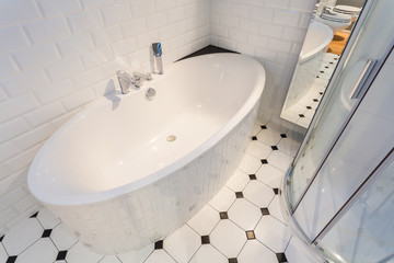 Porcelain bath in luxury apartment
