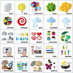 Fototapeta premium Flat Icons Set: Vector Illustration, Graphic Design. Collection Of Colorful Icons. For Web, Websites, Print, Presentation Templates, Mobile Applications And Promotional Materials