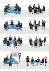 Business People, Different Situation Set - Isolated On White Background - Vector Illustration, Graphic Design Editable For Your Design