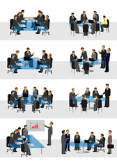 Business People, Different Situation Set - Isolated On White Background - Vector Illustration, Graphic Design Editable For Your Design