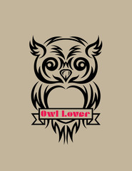Owl lover, art vector design