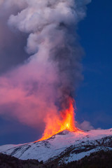 Volcano Etna Eruption and lava flow