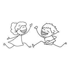 hand drawing cartoon happy people