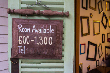 wooden board information room available