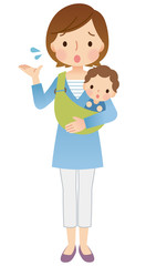 子育てする女性　ママ　表情ポーズ