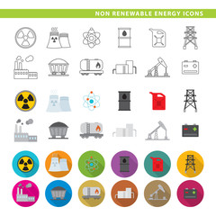 Non renewable energy icons.