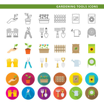 Gardening tools icons.