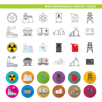 Non renewable energy icons.