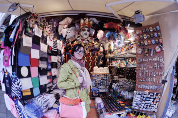 Beautiful woman in Venice