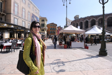 tourist woman in verona