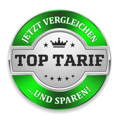 Silberner Top Tarif Siegel mit grünem Rand