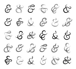 Hand drawn ampersands, union words for invitation cards and