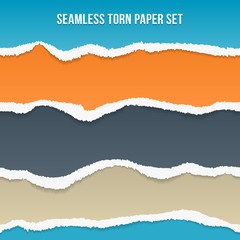 Vector seamless torn paper set