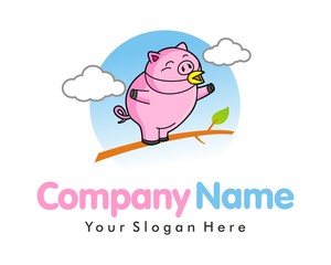pig hog fly cloud image logo vector