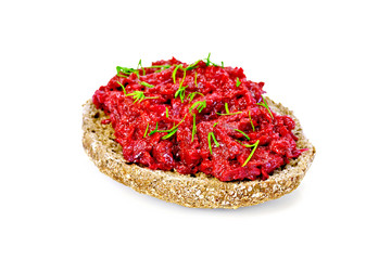 Sandwich with beet caviar and dill