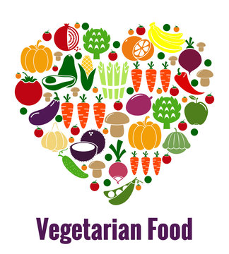 Vegetarian food heart shape