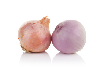 Shallots on white background