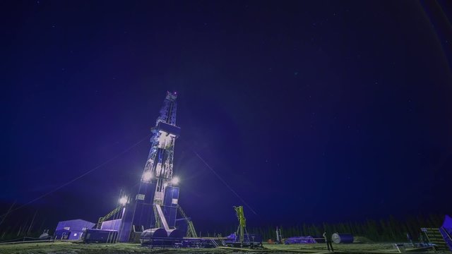 Oil rig and night sky