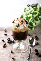 Mocaccino, hot drink with coffee, chocolate and cream