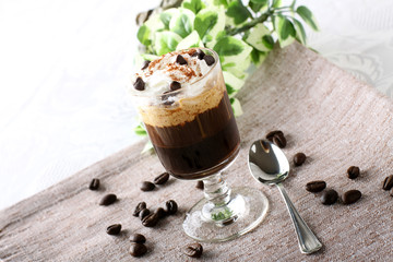 Mocaccino, hot drink with coffee, chocolate and cream