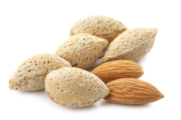 Almonds on white