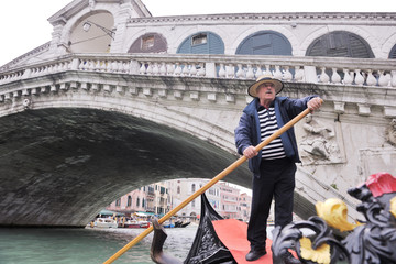 venice italy, gondola driver in grand channel © .shock