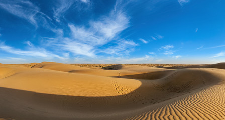 Panorama of dunes in Thar Desert, Rajasthan, India