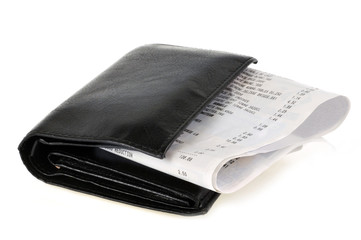 Ticket de caisse dans un portefeuille