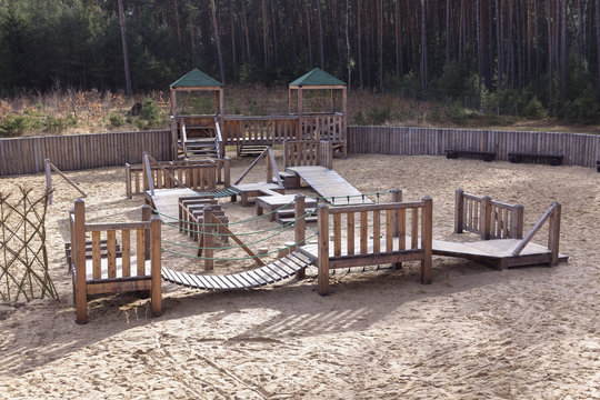 playground with sand made of wood